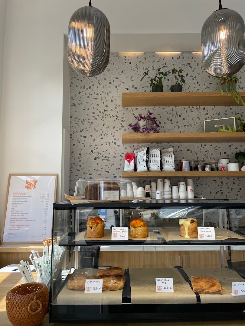 Interior of Shake 'n Bake, specialty coffee shop in Athens