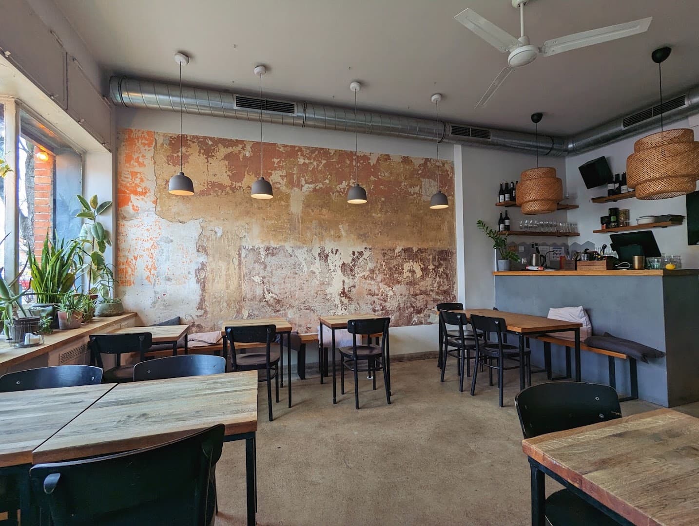 Interior of Secret Life Cafe, specialty coffee shop in Warsaw
