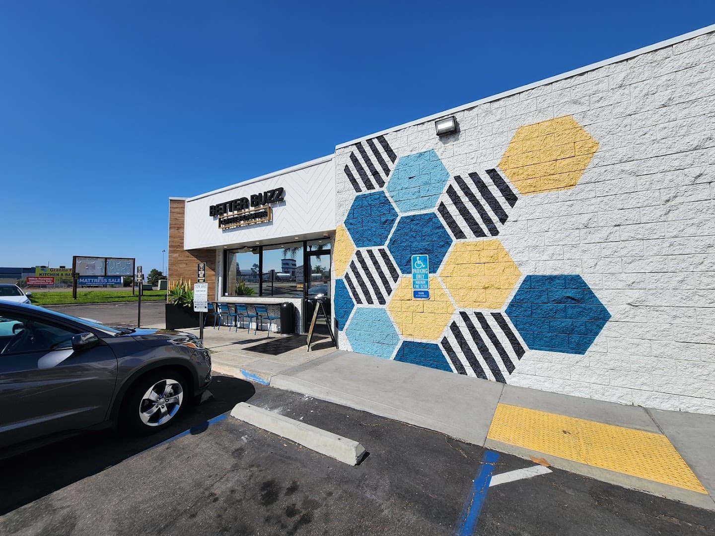 Storefront of Better Buzz Coffee Miramar, specialty coffee shop in San Diego
