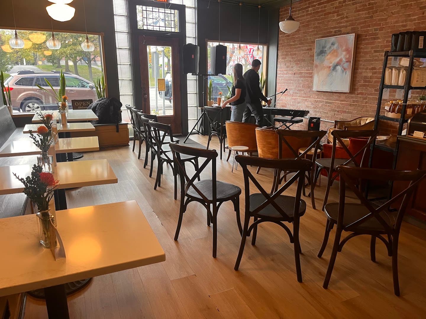 Interior of Milk & Honey Cafe, specialty coffee shop in Rochester