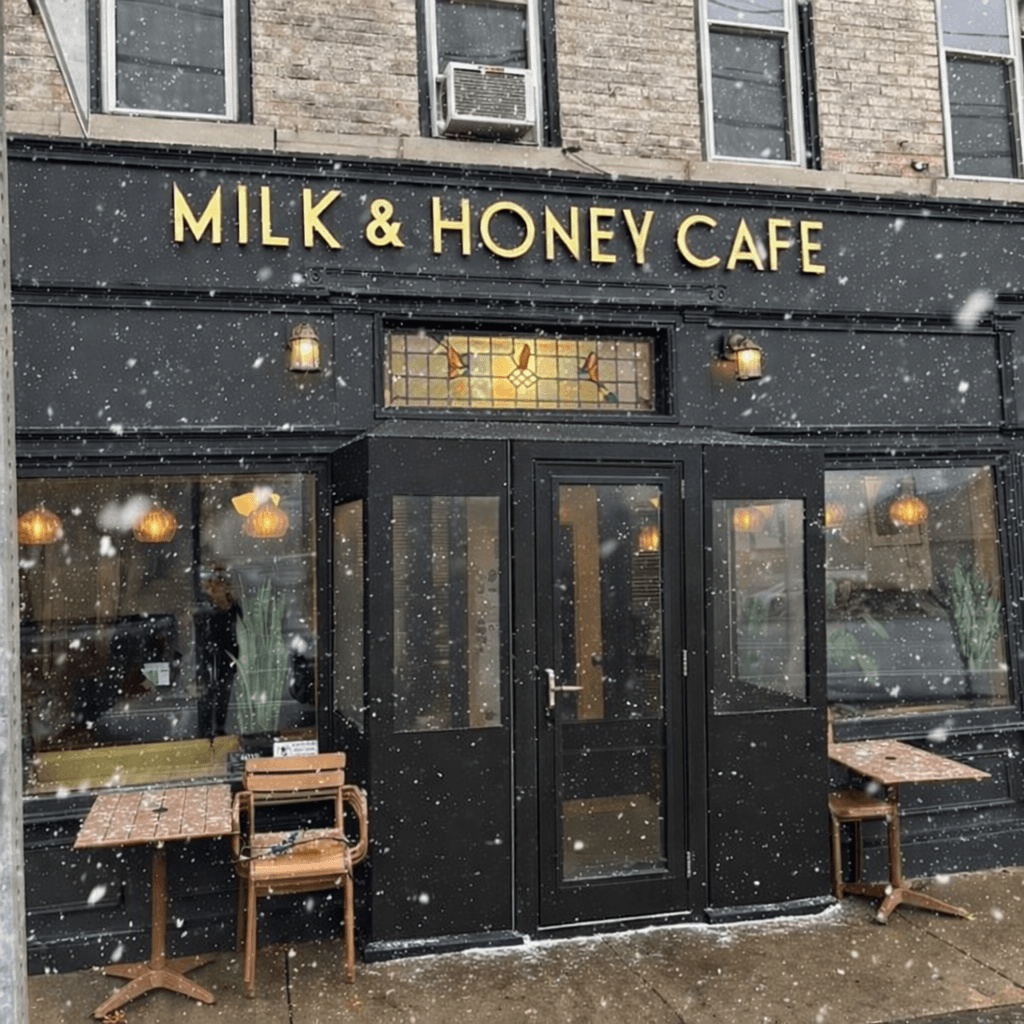 Storefront of Milk & Honey Cafe, specialty coffee shop in Rochester