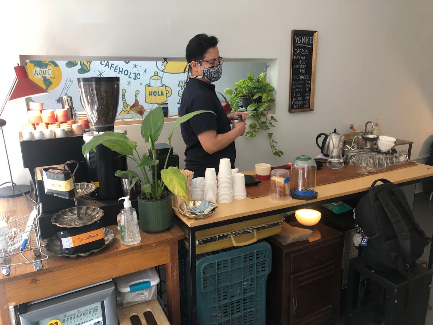 Interior of Yonke, specialty coffee shop in Mexico City