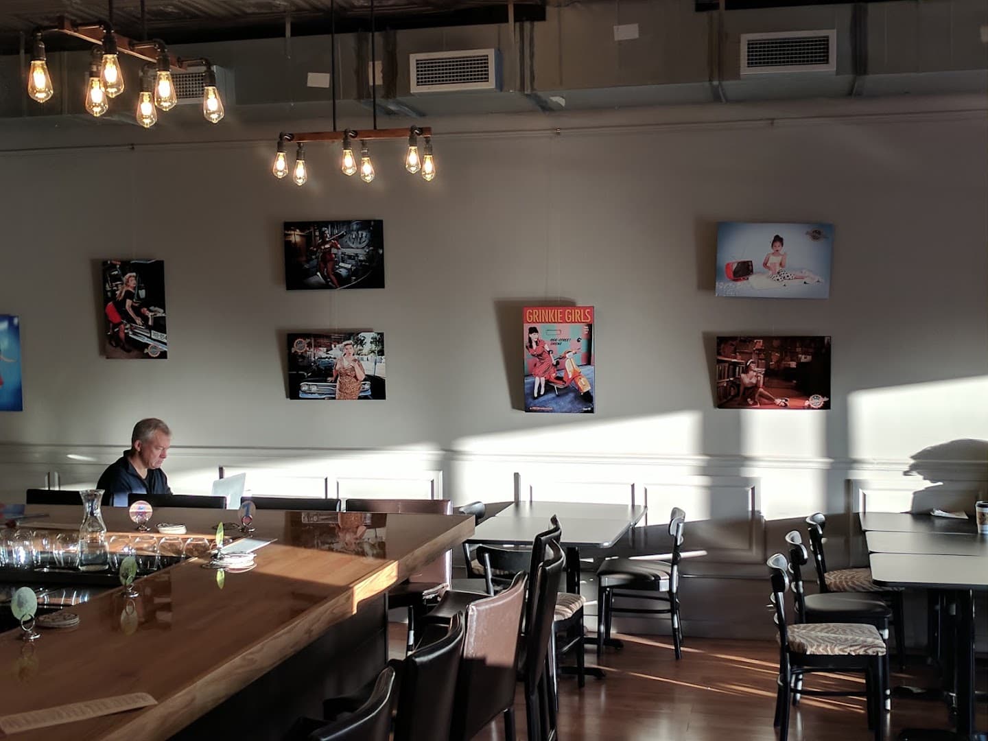 Interior of Sisters' Sludge Coffee Cafe and Wine Bar, specialty coffee shop in Minneapolis