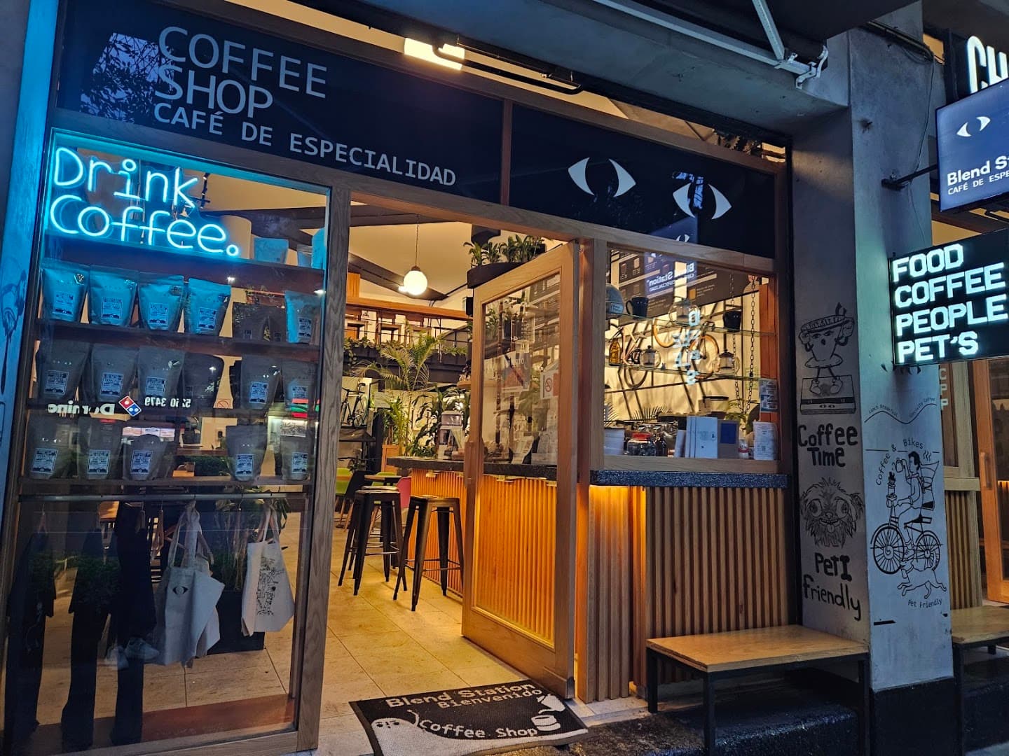 Storefront of Blend Station coffee shop, specialty coffee shop in Mexico City