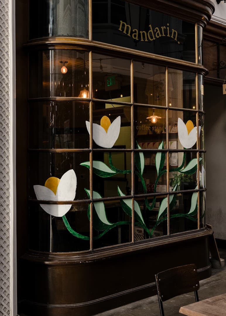 Storefront of mandarin coffee stand, specialty coffee shop in Los Angeles