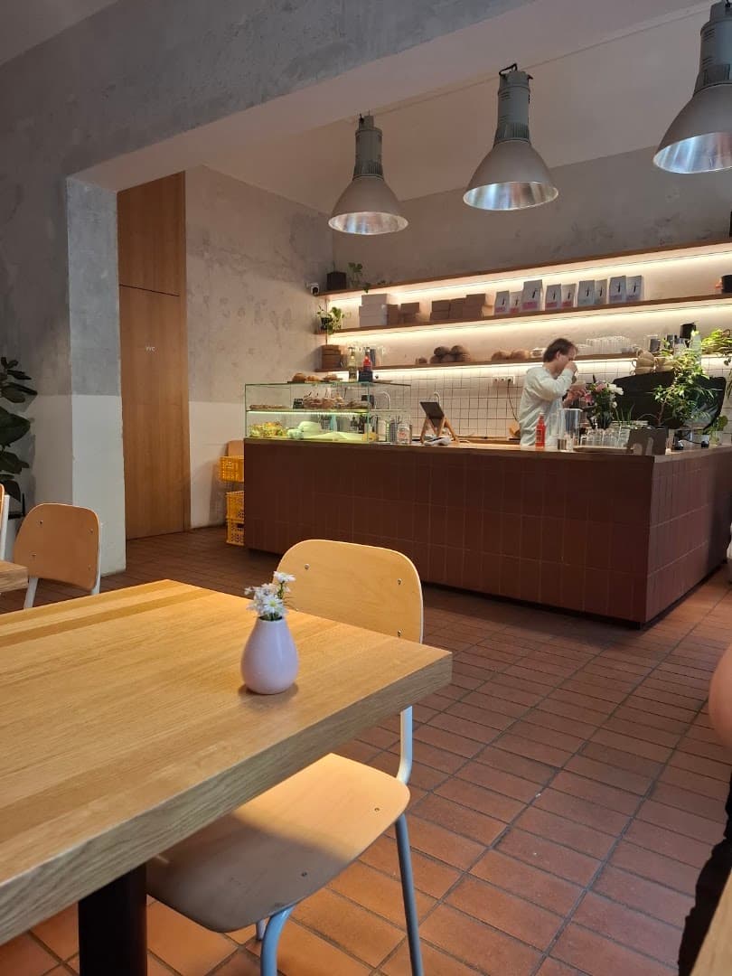 Interior of Kin & K Bakery Korunní, specialty coffee shop in Prague