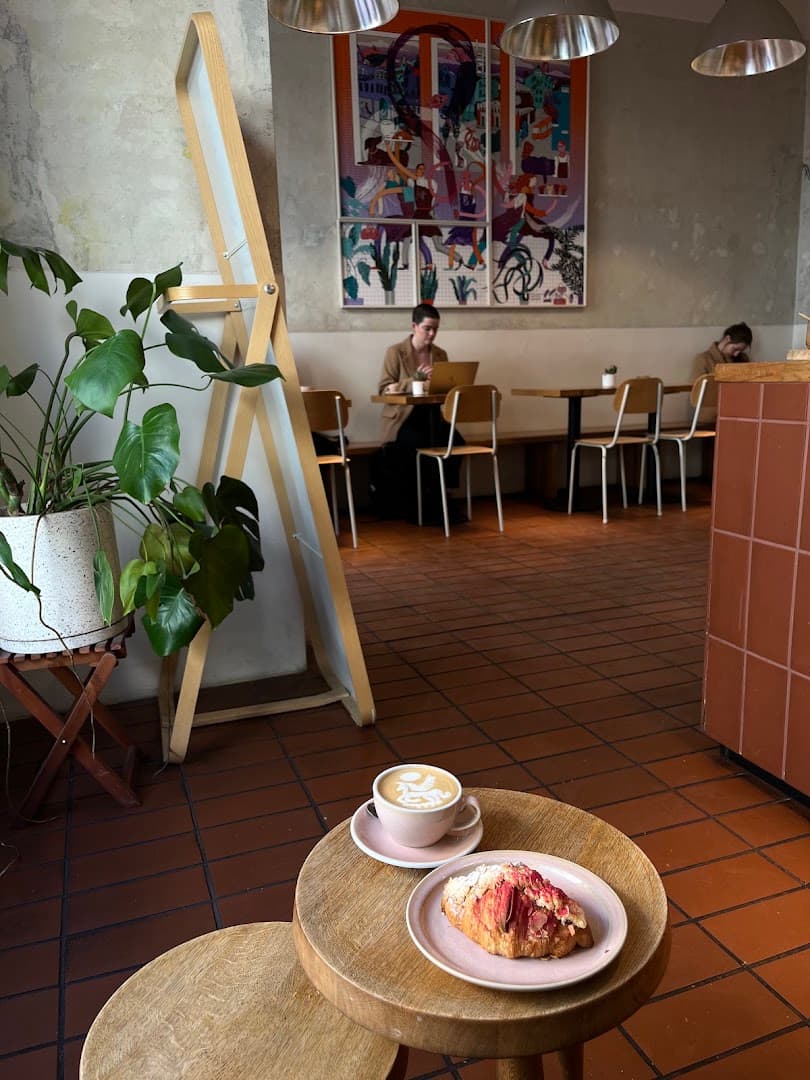 Interior of Kin & K Bakery Korunní, specialty coffee shop in Prague