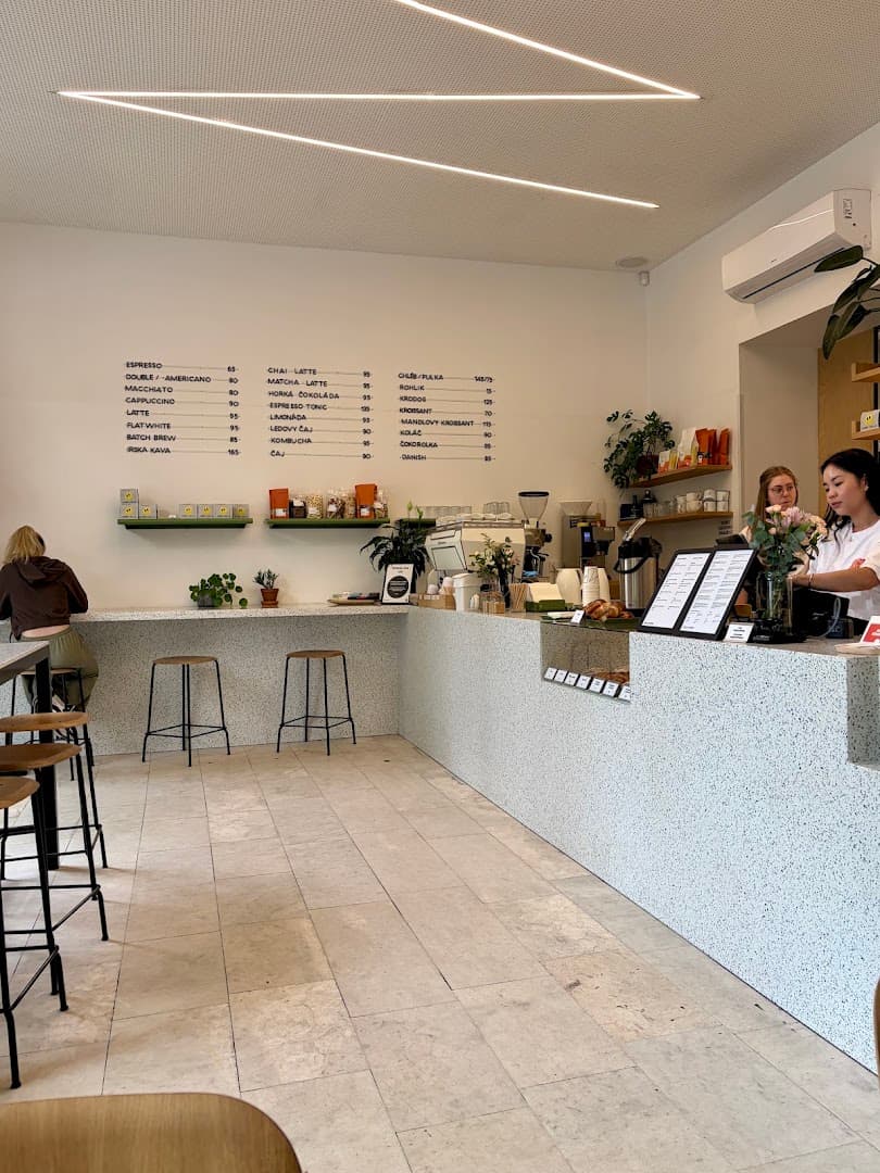 Interior of Kro Coffee, specialty coffee shop in Prague