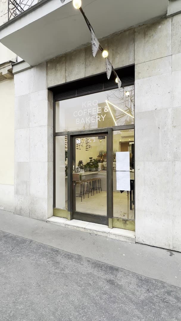 Storefront of Kro Coffee, specialty coffee shop in Prague