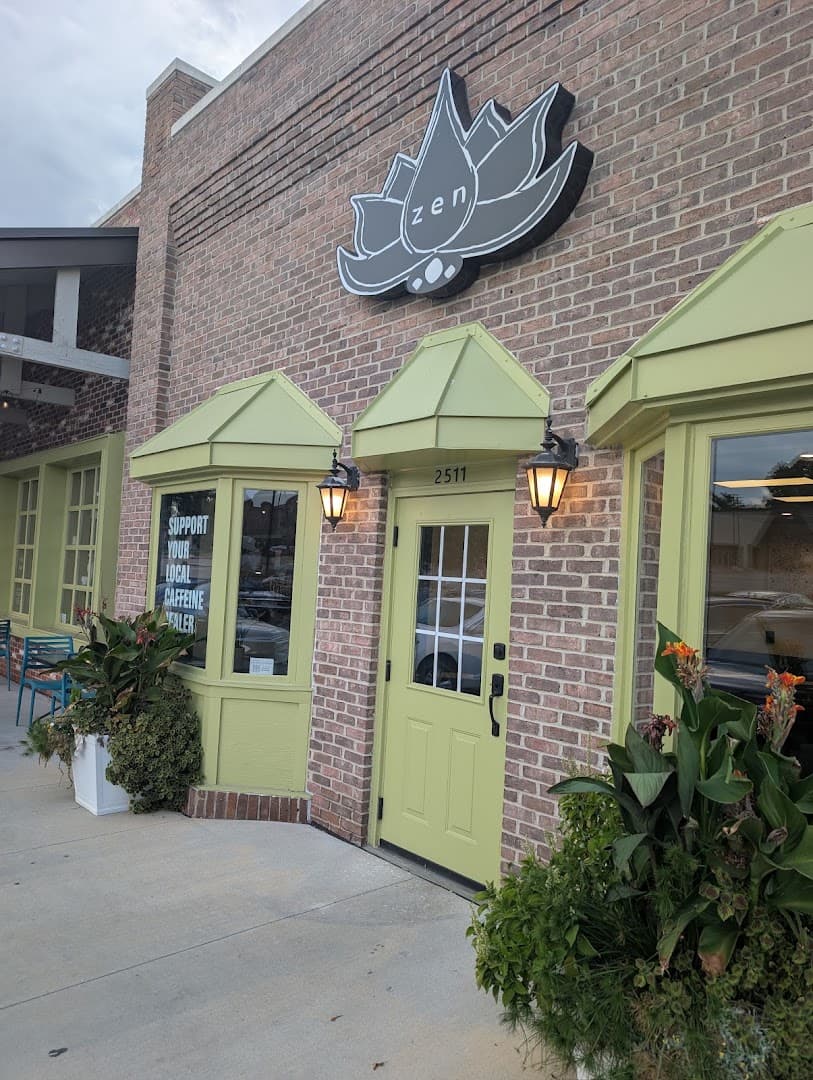 Storefront of Zen Coffee Company West, specialty coffee shop in Omaha
