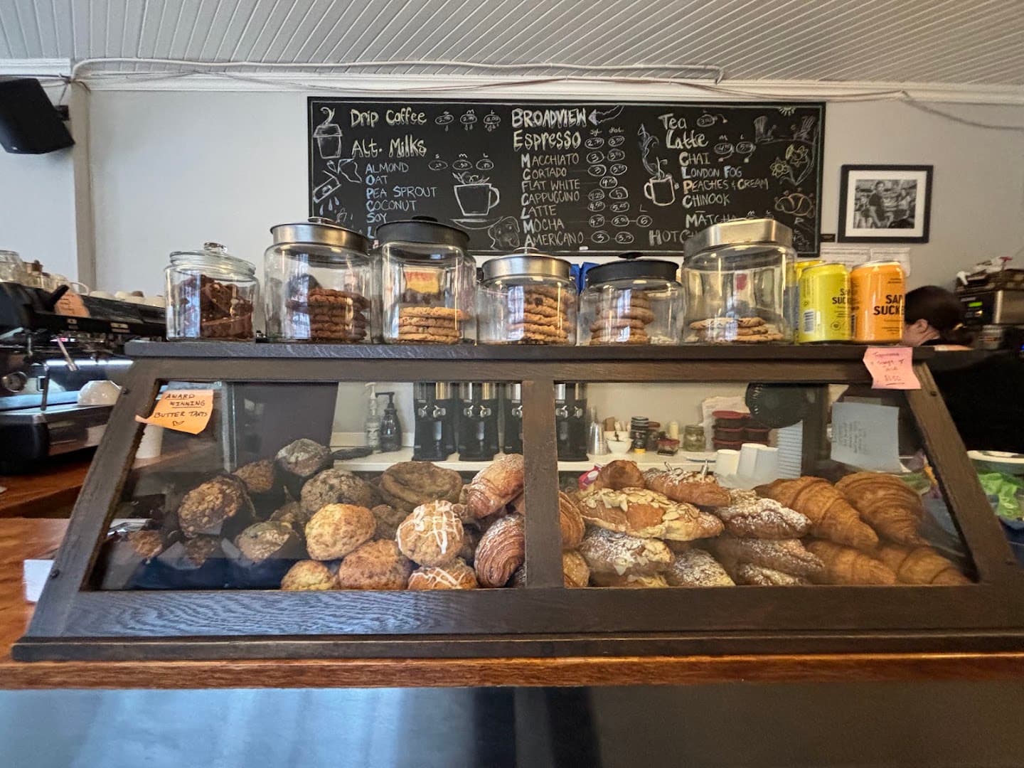 Interior of Broadview Espresso, specialty coffee shop in Toronto