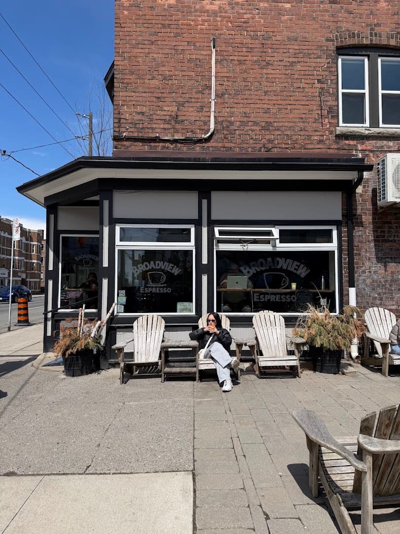 Storefront of Broadview Espresso, specialty coffee shop in Toronto
