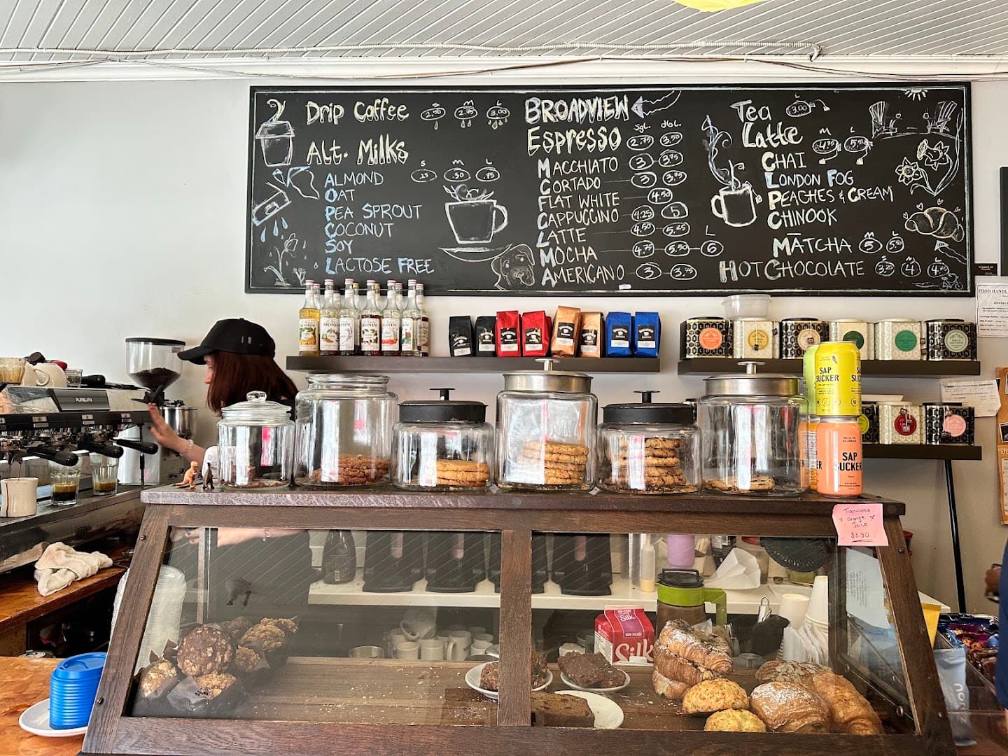 Interior of Broadview Espresso, specialty coffee shop in Toronto