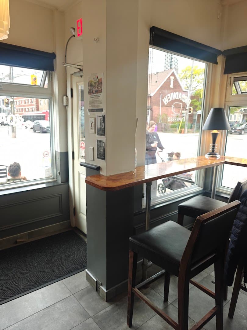 Interior of Broadview Espresso, specialty coffee shop in Toronto