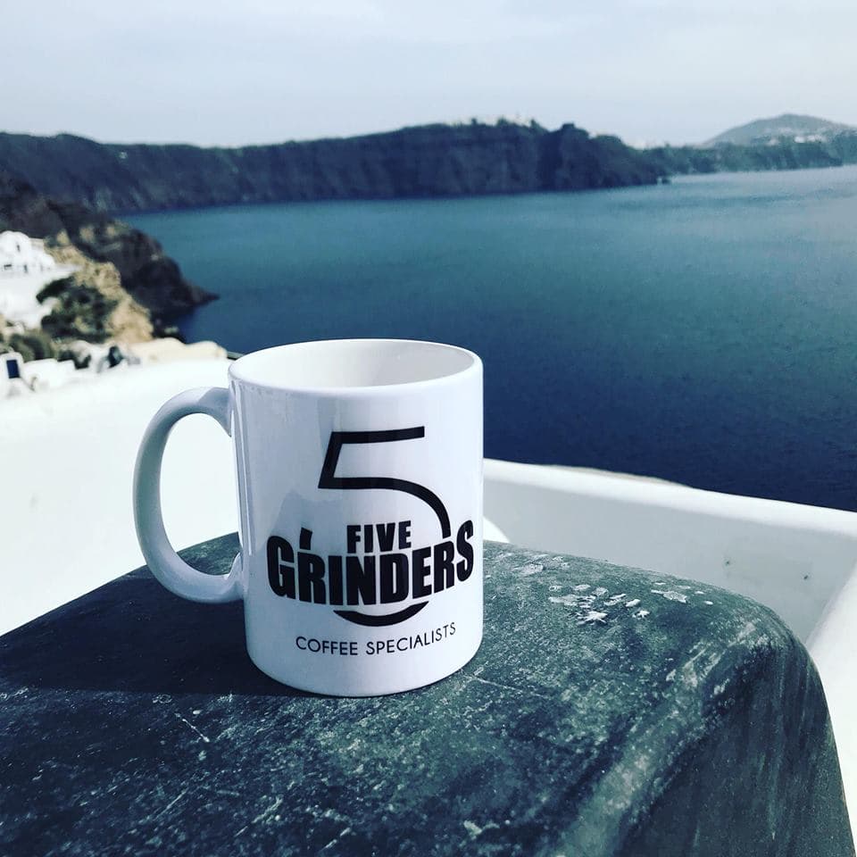 Coffee at Five 5 Grinders, specialty coffee shop in Athens