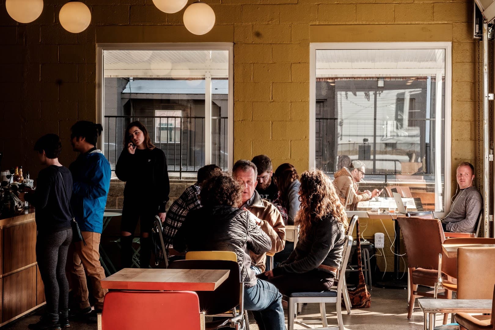 Interior of Sunergos Coffee, specialty coffee shop in Louisville