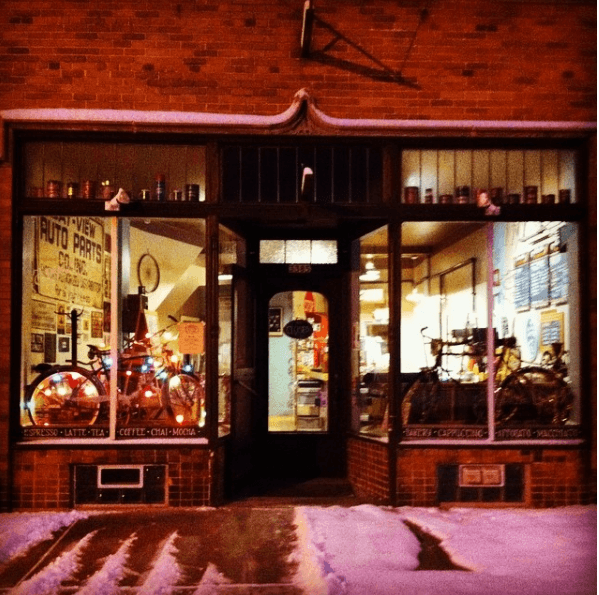 Storefront of Sprocket Cafe, specialty coffee shop in Milwaukee