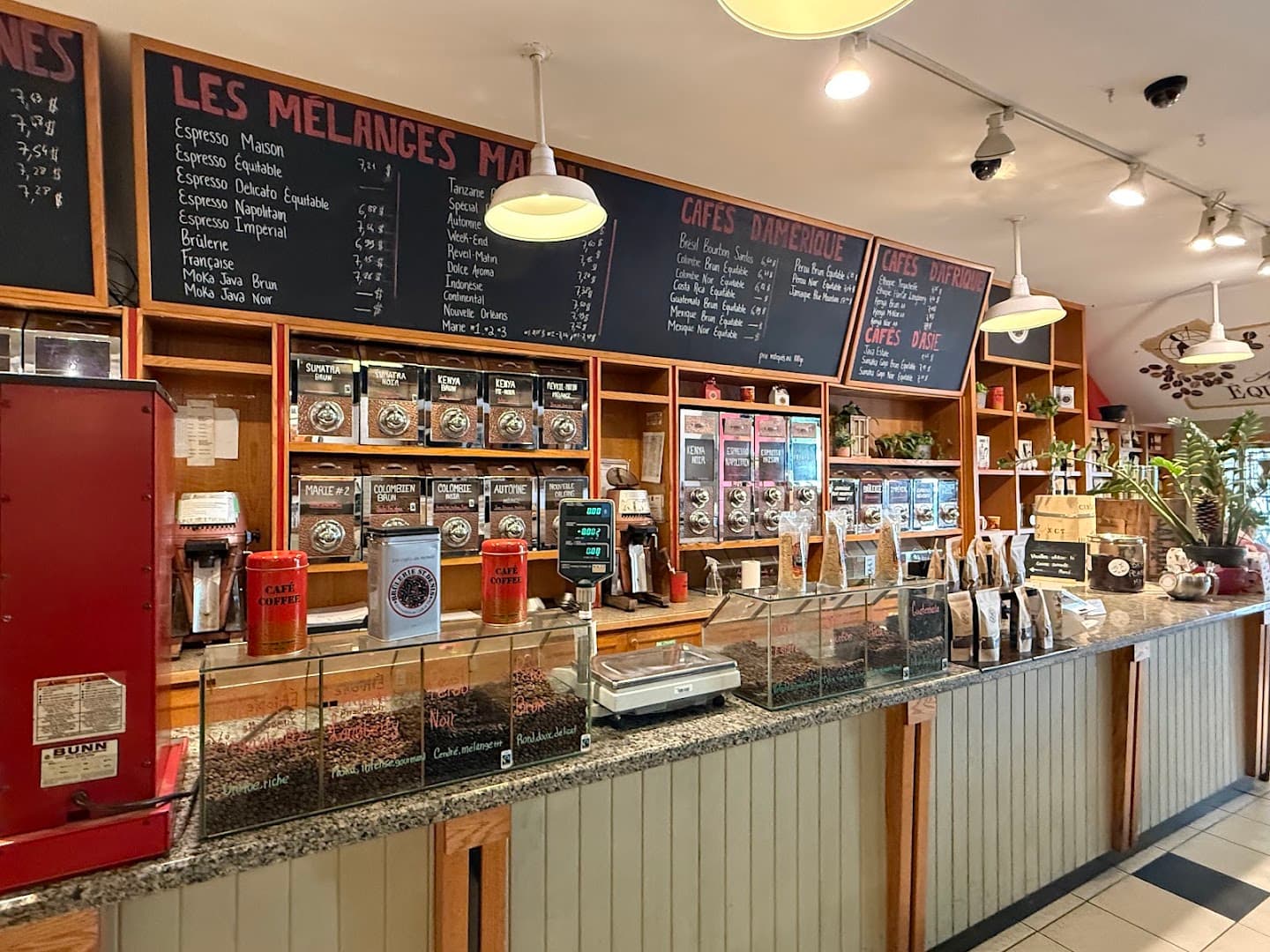Interior of Brûlerie St-Denis, specialty coffee shop in Montreal