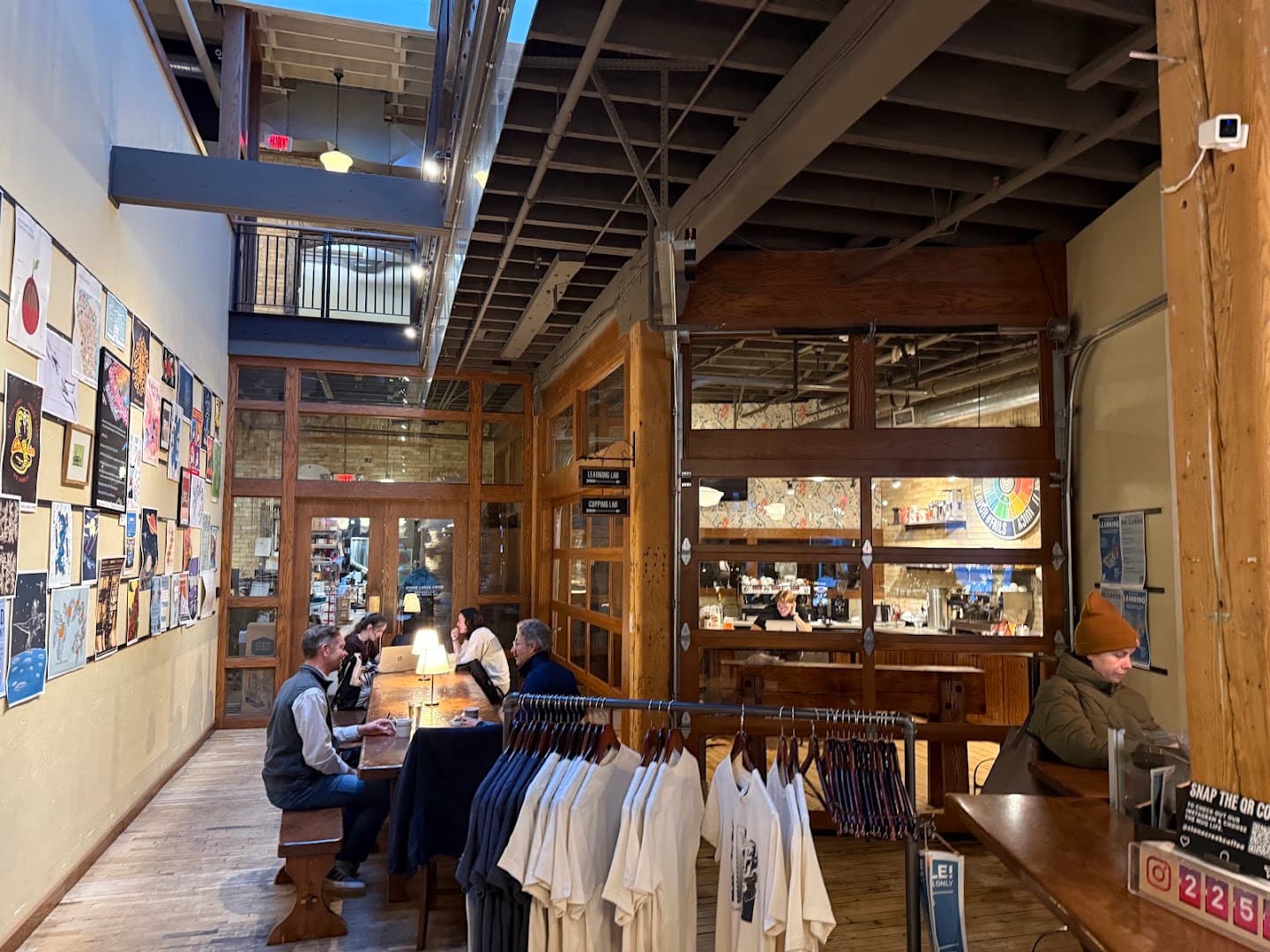 Interior of Stone Creek Coffee - Factory Café, specialty coffee shop in Milwaukee