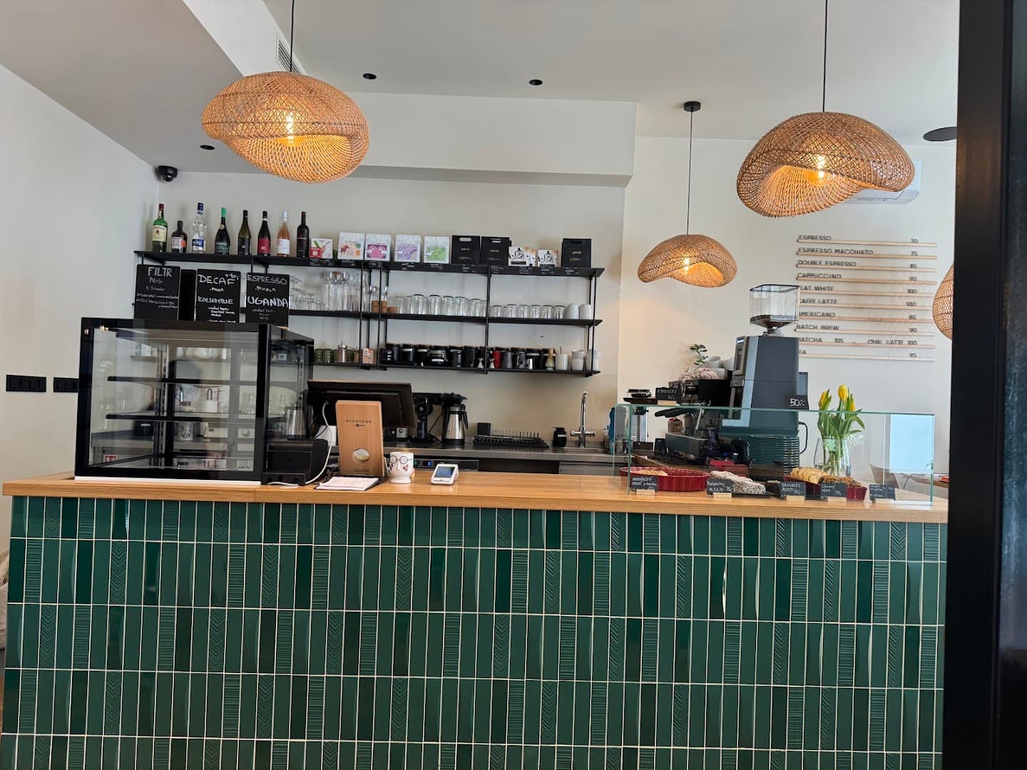 Interior of Kafe Oliva, specialty coffee shop in Prague