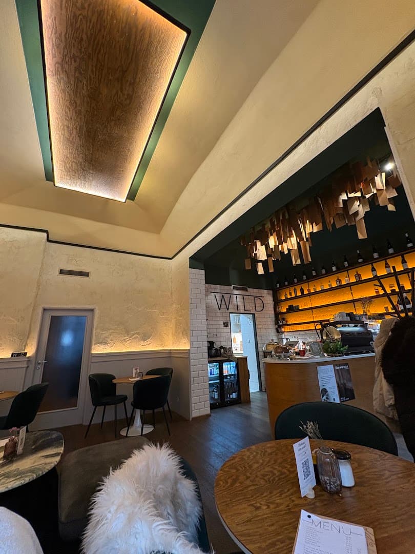 Interior of WILD Cafe, specialty coffee shop in Prague