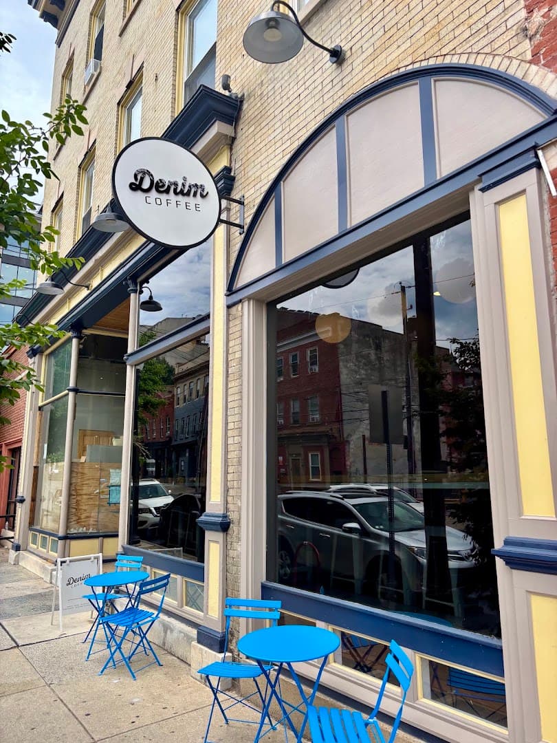 Storefront of Denim Coffee, specialty coffee shop in Lancaster