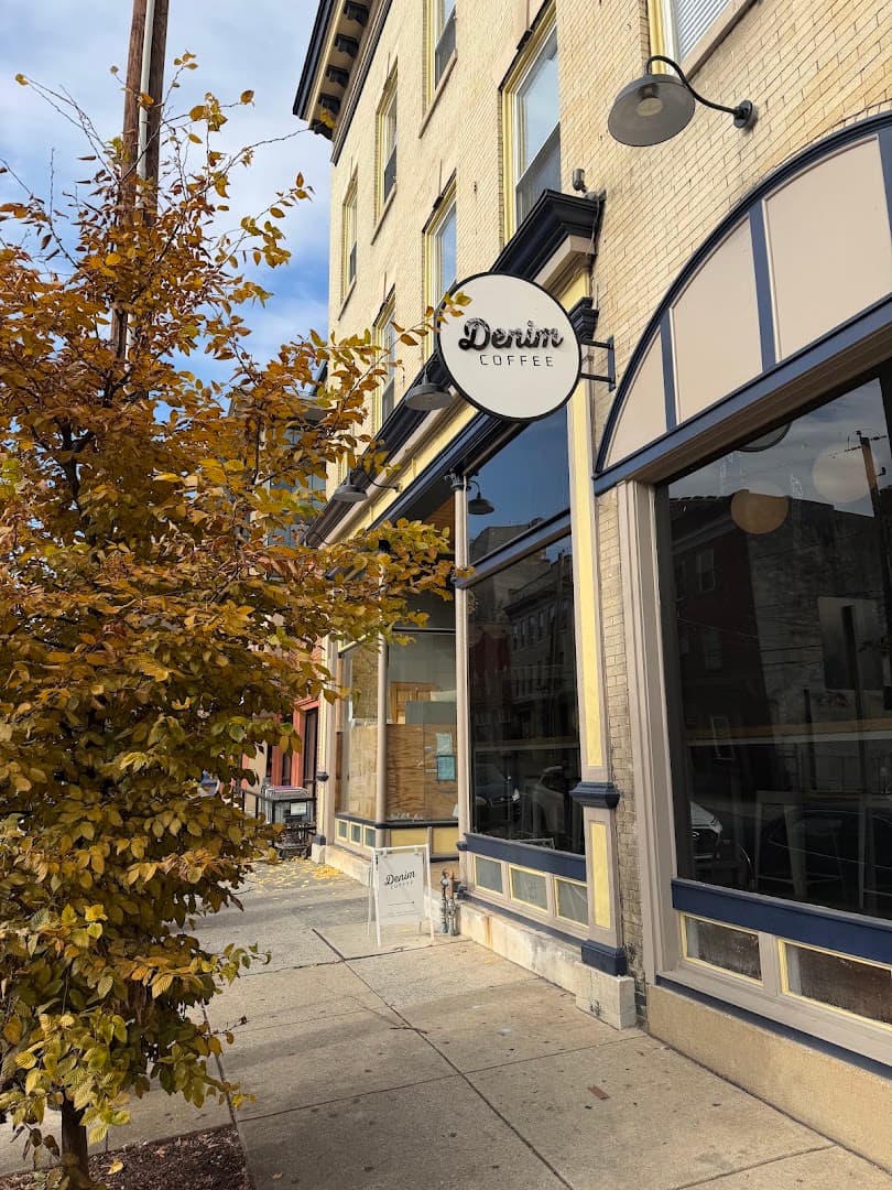 Storefront of Denim Coffee, specialty coffee shop in Lancaster