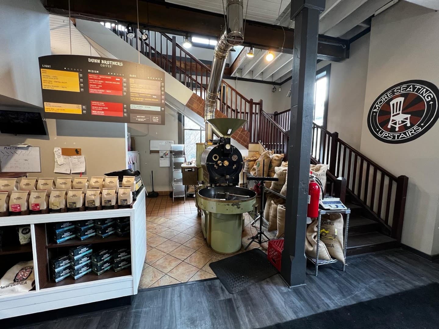 Interior of Dunn Brothers Coffee, specialty coffee shop in Minneapolis