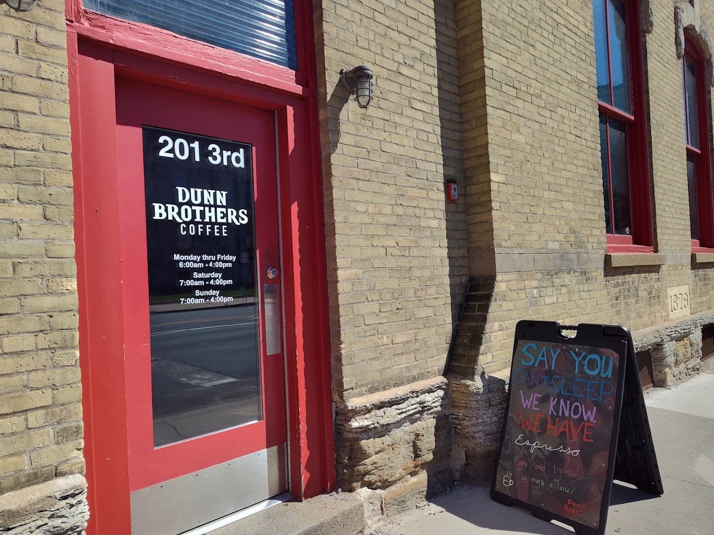 Storefront of Dunn Brothers Coffee, specialty coffee shop in Minneapolis