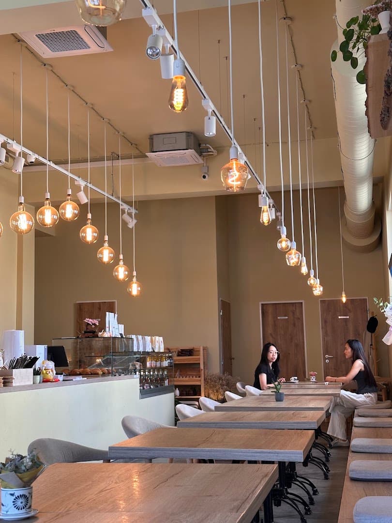 Interior of anmi cafe, specialty coffee shop in Prague