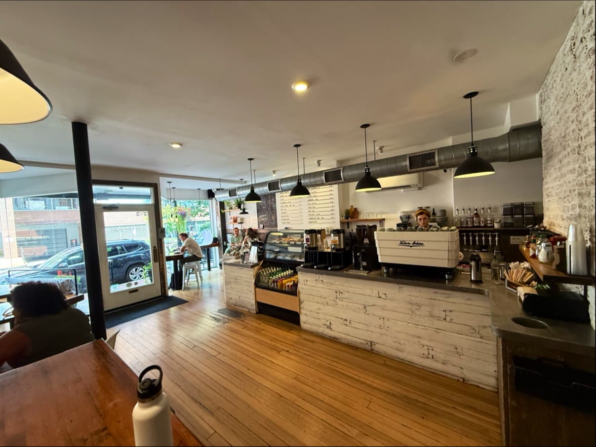 Interior of Cafe One Eight, specialty coffee shop in Lancaster