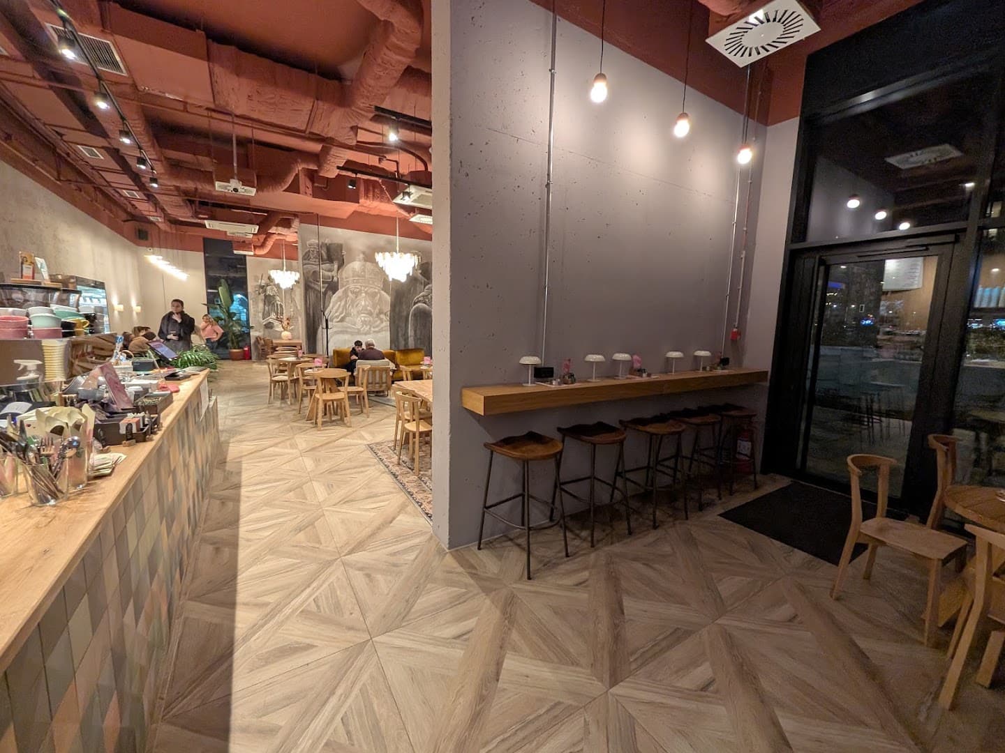 Interior of Kafeterija Palata Pravde, specialty coffee shop in Belgrade