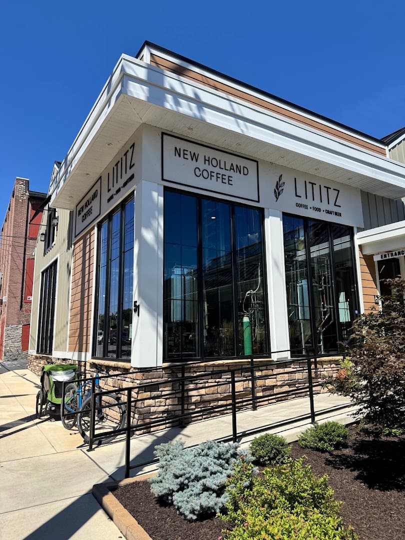 Storefront of New Holland Coffee Company, specialty coffee shop in Lancaster