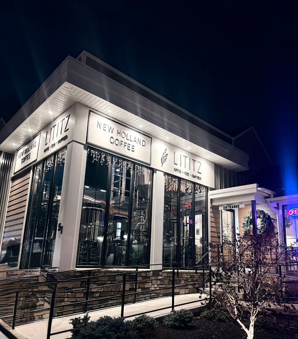 Storefront of New Holland Coffee Company, specialty coffee shop in Lancaster