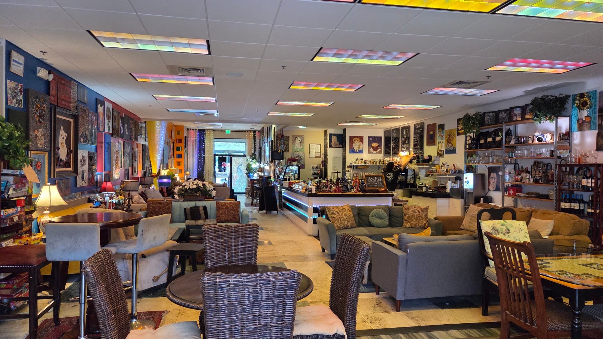 Interior of Achilles Art Cafe (Hiawassee), specialty coffee shop in Orlando