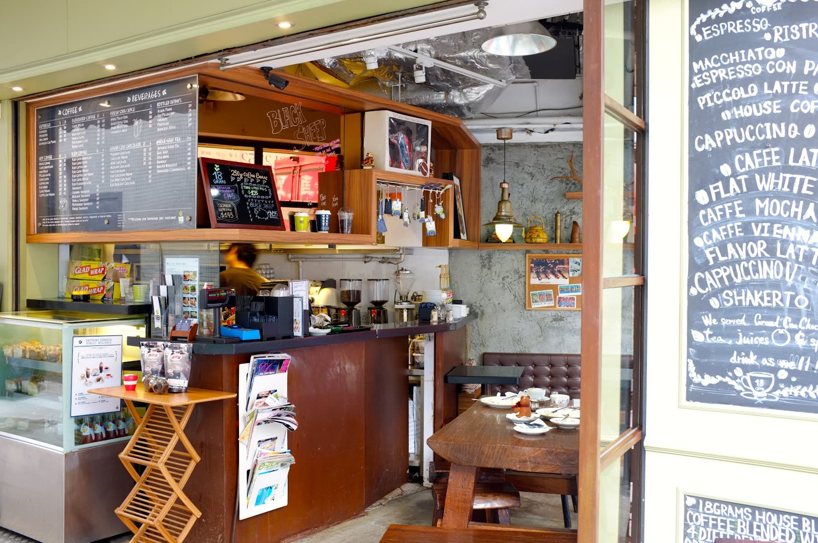 Interior of 18 Grams, specialty coffee shop in Hong Kong