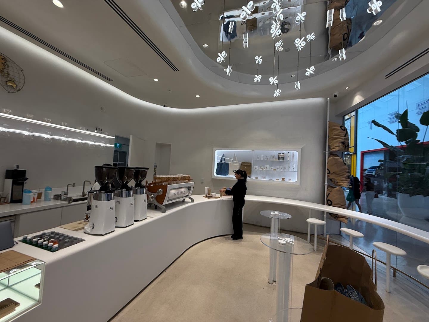 Interior of % Arabica Toronto Sherway Gardens, specialty coffee shop in Toronto
