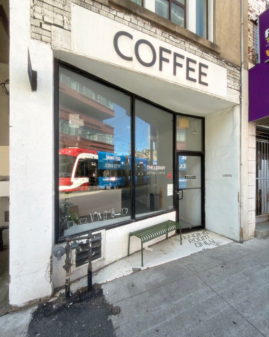 Storefront of Library Coffee, specialty coffee shop in Toronto