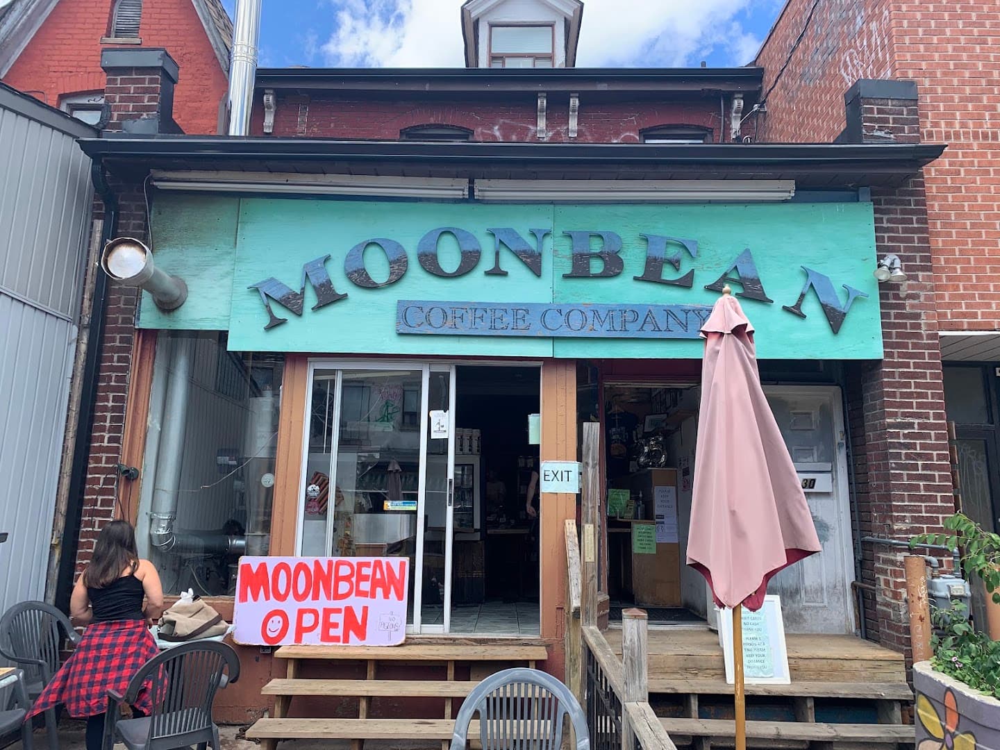 Storefront of Moonbean Coffee Company, specialty coffee shop in Toronto