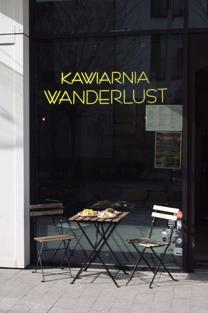 Storefront of Wanderlust Speciality Coffee, specialty coffee shop in Warsaw