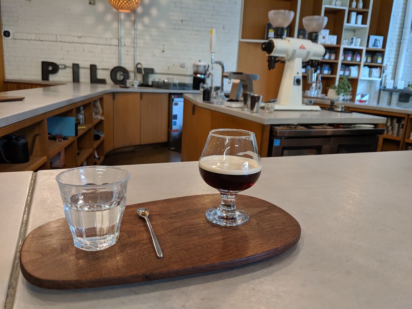 Coffee at Pilot Coffee Roasters, specialty coffee shop in Toronto