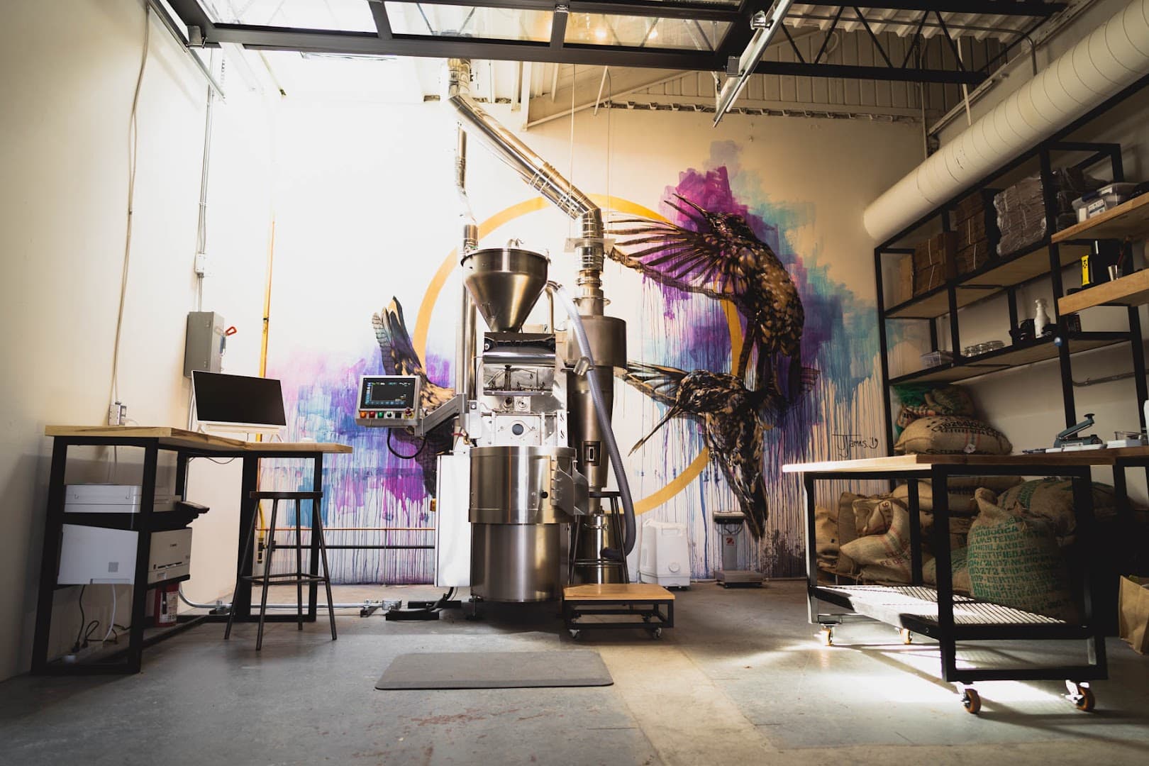 Interior of Subtext Coffee Roasters, specialty coffee shop in Toronto