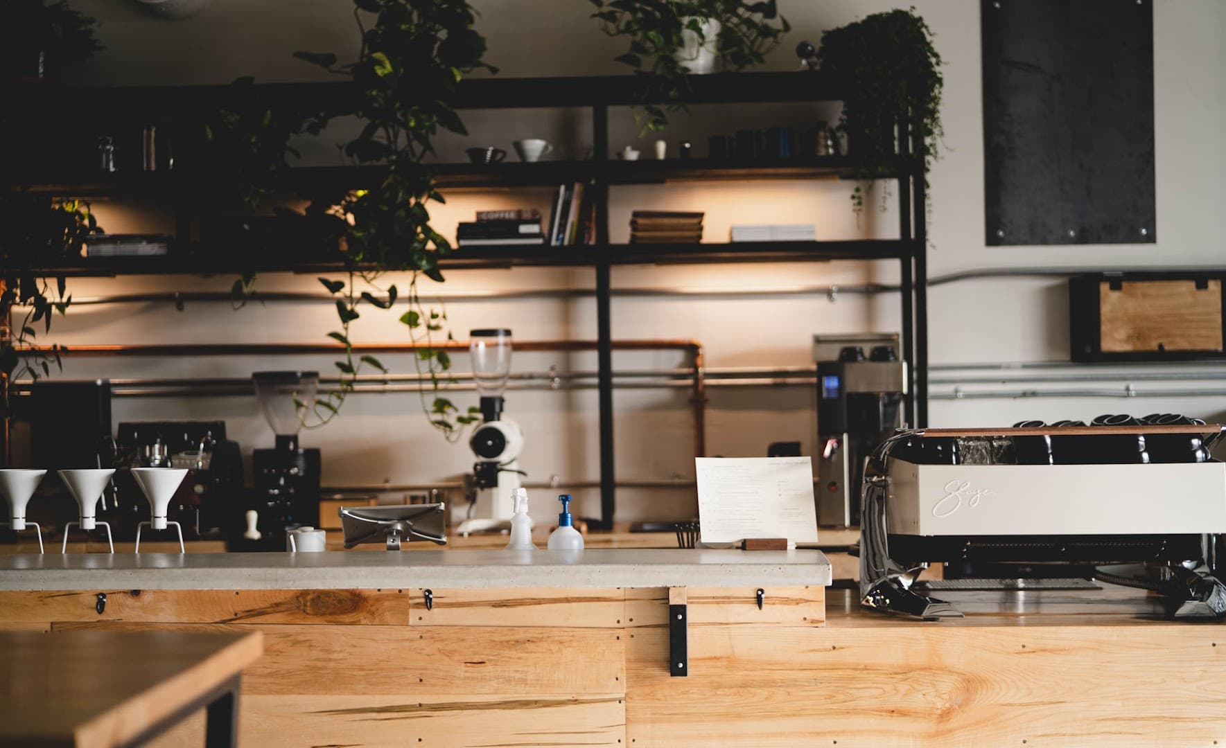 Interior of Subtext Coffee Roasters, specialty coffee shop in Toronto