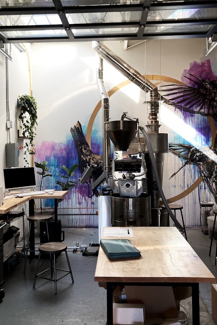 Interior of Subtext Coffee Roasters, specialty coffee shop in Toronto