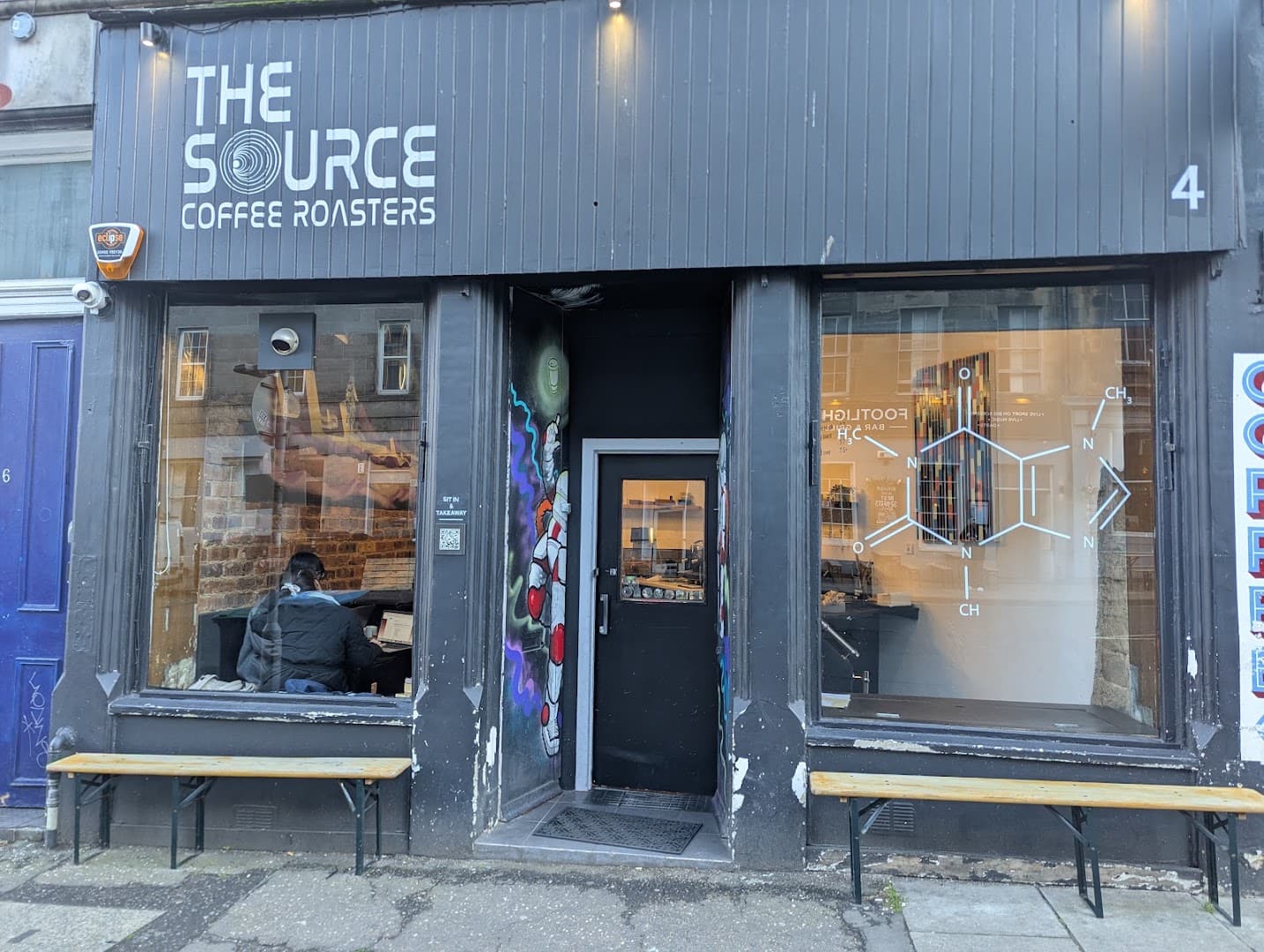 Storefront of the source coffee roasters, specialty coffee shop in Edinburgh