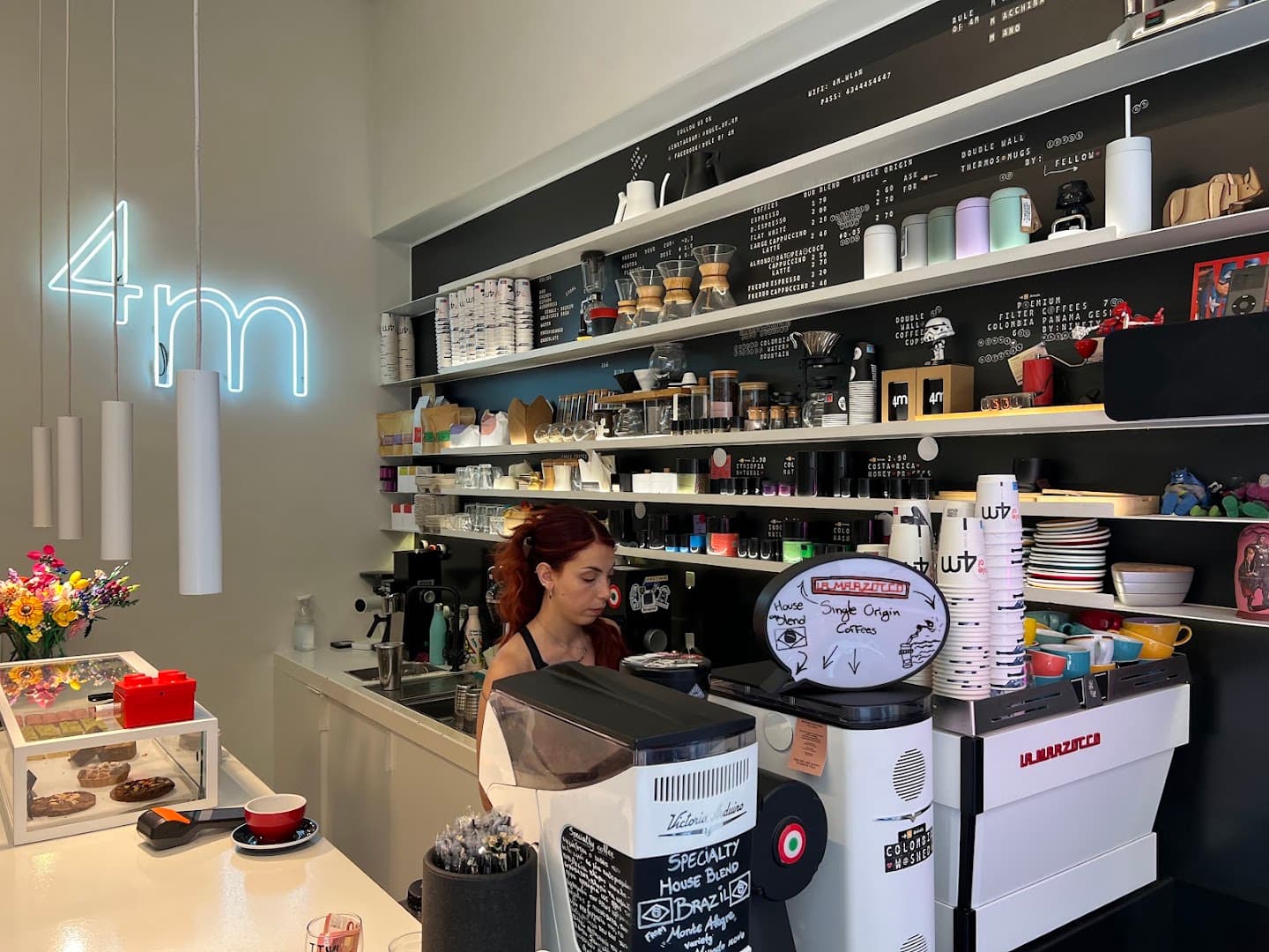 Interior of Rule of 4m, specialty coffee shop in Athens