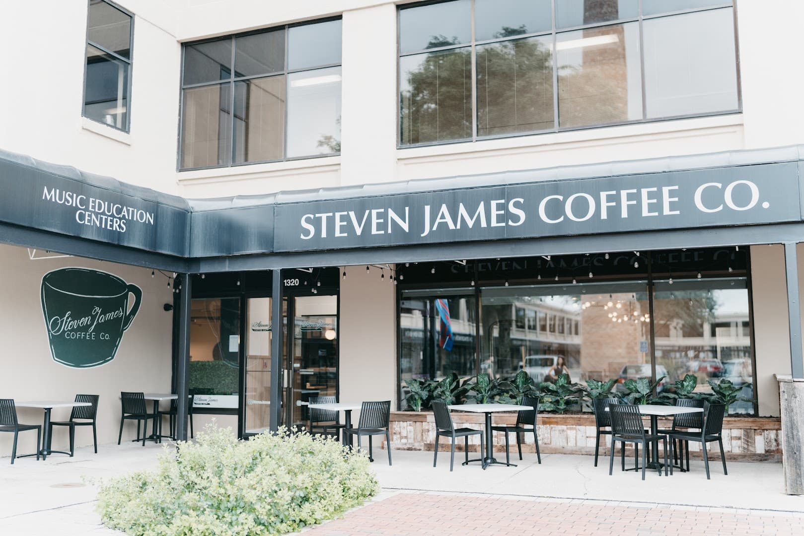 Storefront of Steven James Coffee Co, specialty coffee shop in Rochester
