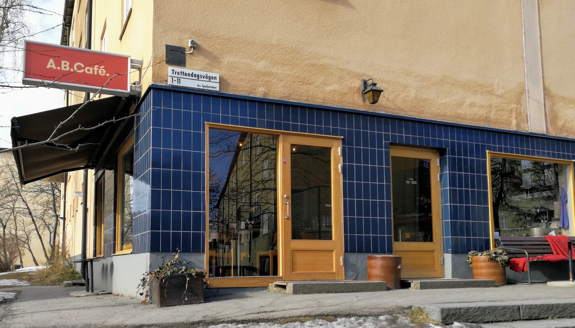 Storefront of A.B.Café., specialty coffee shop in Stockholm
