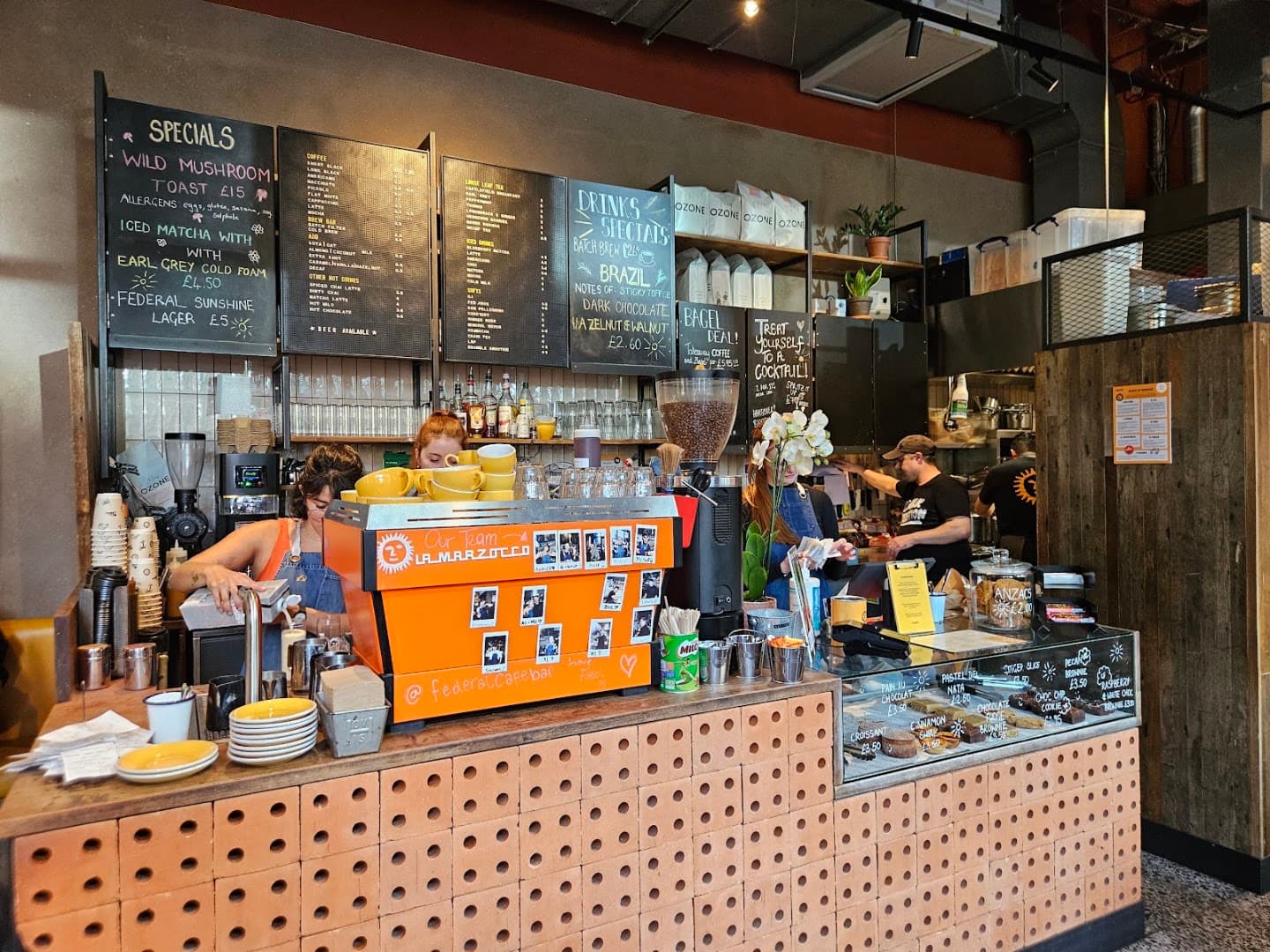 Interior of Federal Cafe Bar, specialty coffee shop in Manchester