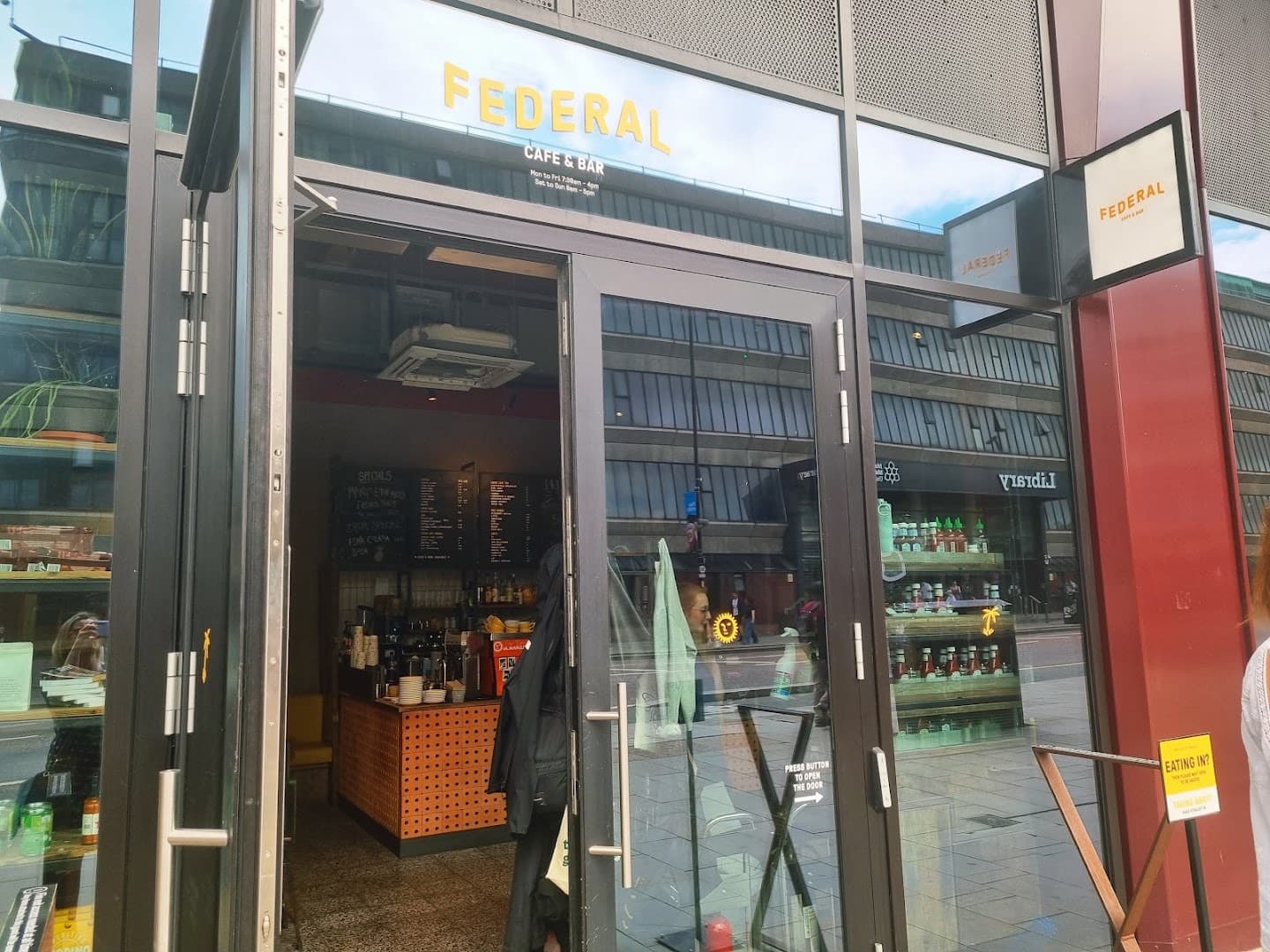 Storefront of Federal Cafe Bar, specialty coffee shop in Manchester